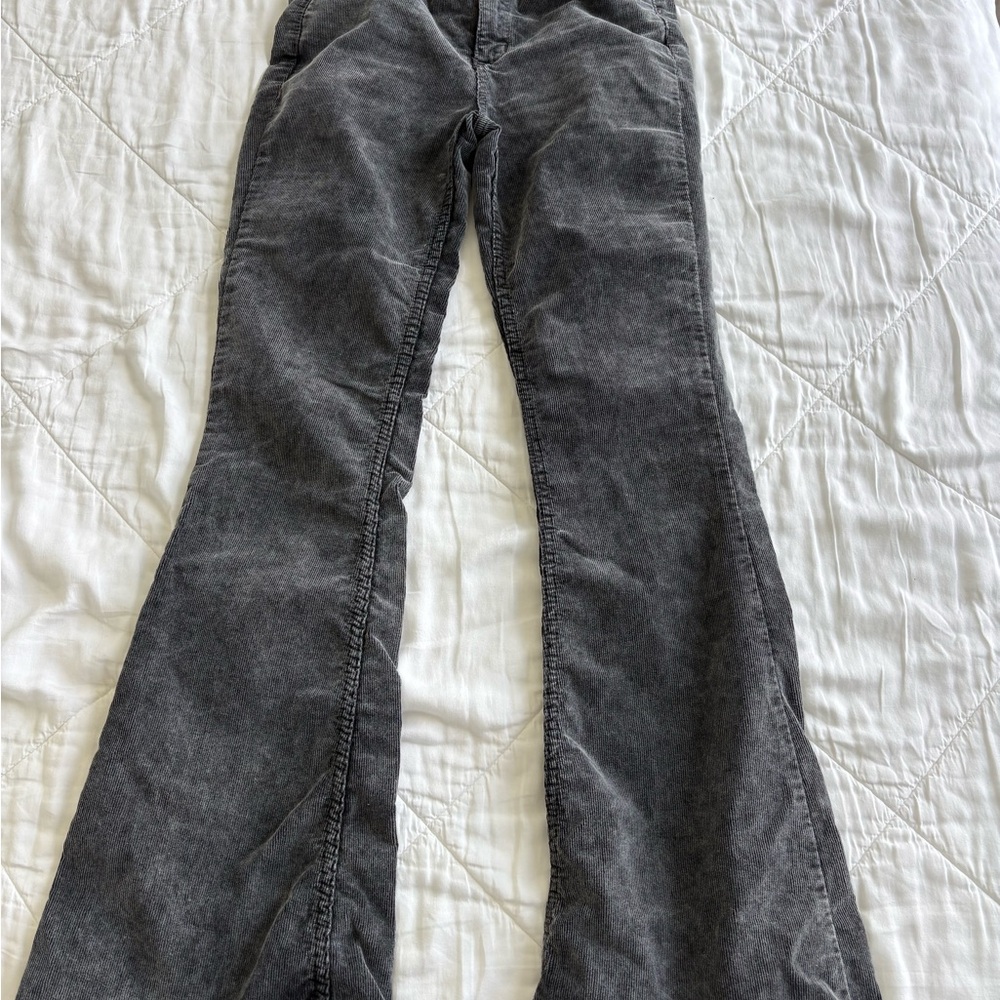 Gray Flared Corduroy Pants